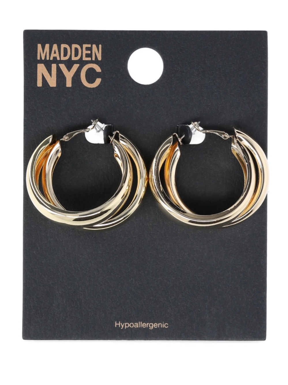 Madden NYC Fashion Gold Tone Layered Hoop Earrings *NEW*